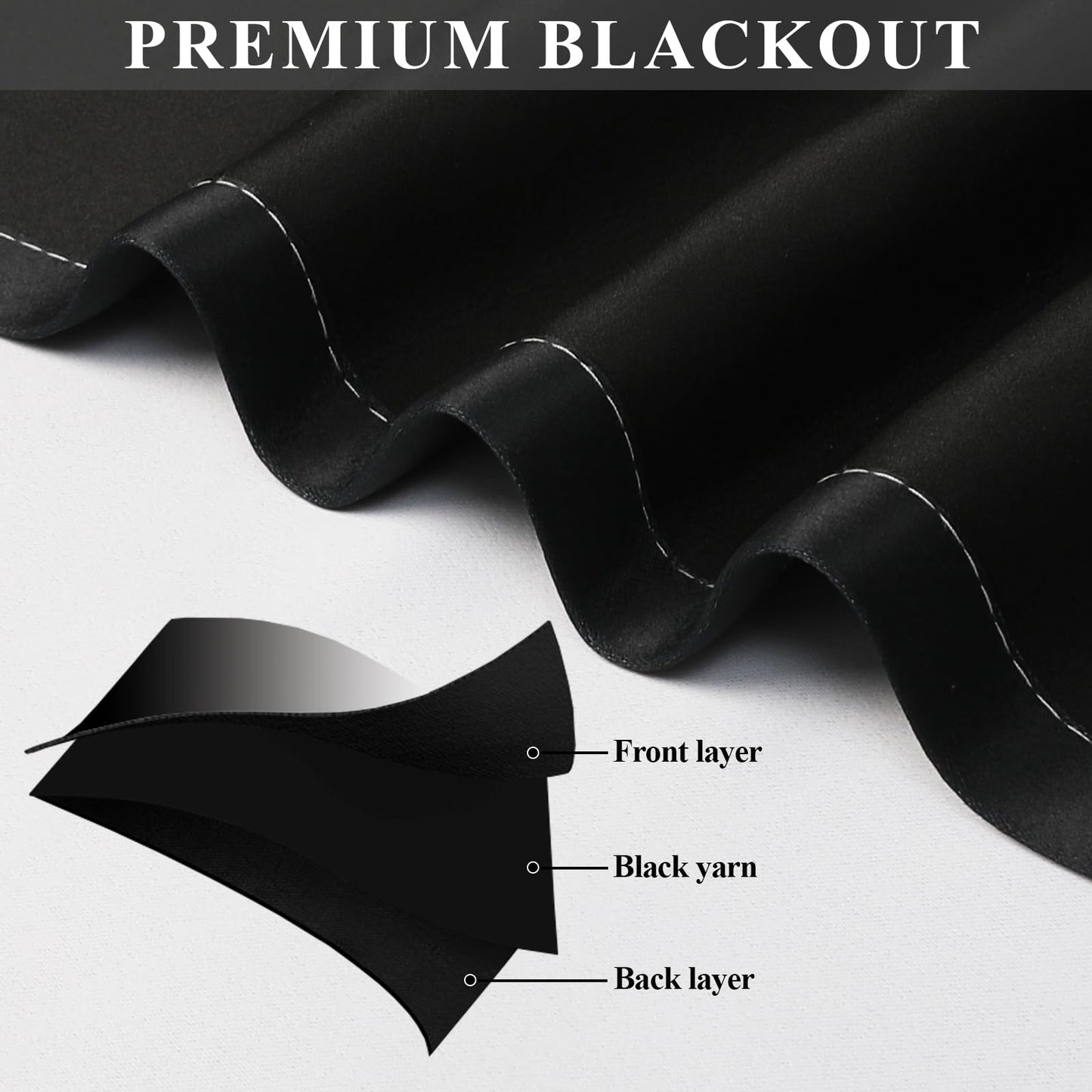 Estelar Textiler Black and Greyish White Blackout Curtains for Bedroom, Ombre Black out Curtains 84 Inch long for Living Room,Room Darkening Thermal Insulated Grommet Window Drapes,52x84 Inch,2 Panels