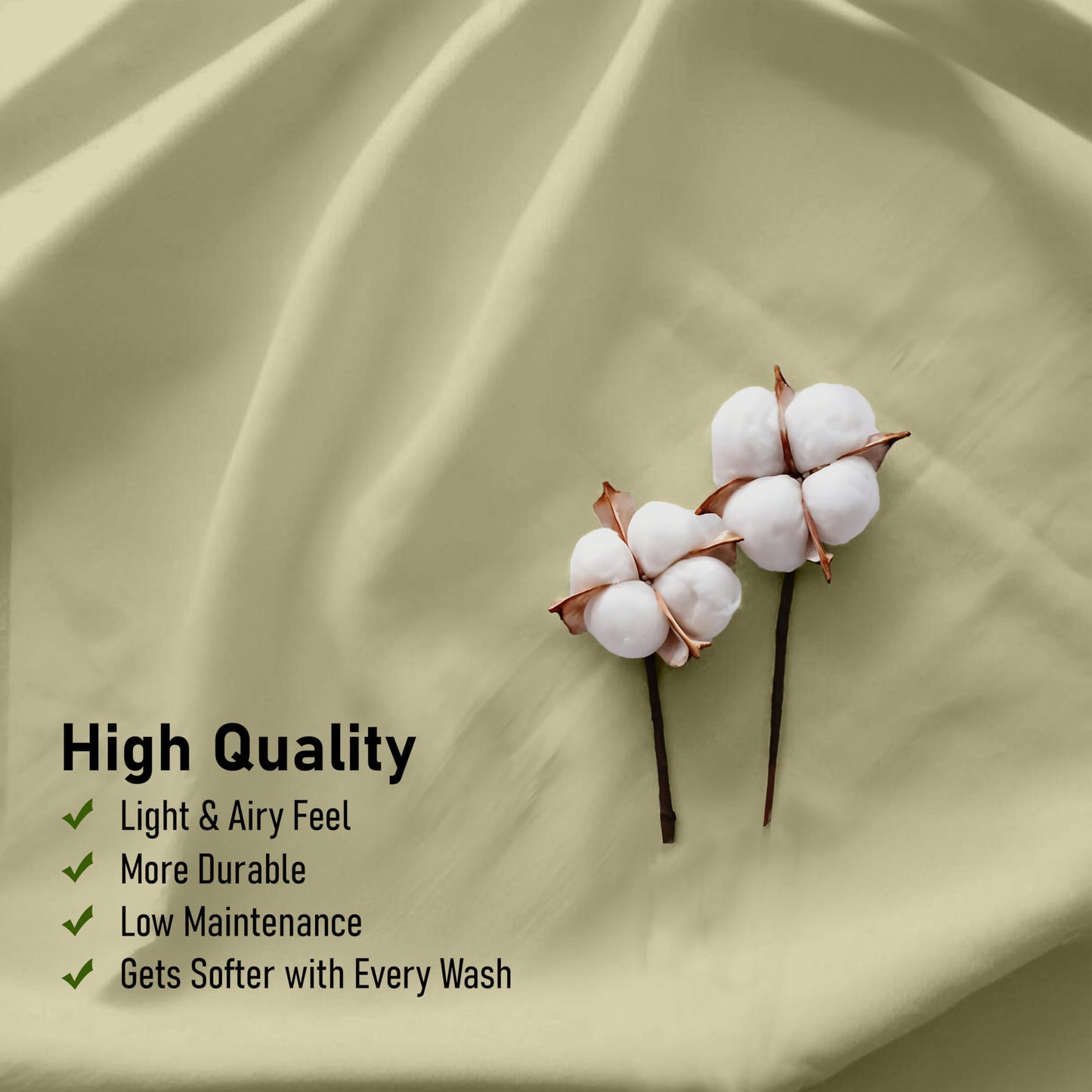 RUVANTI 100% Cotton Percale Sheets Full Size, Sage Green
