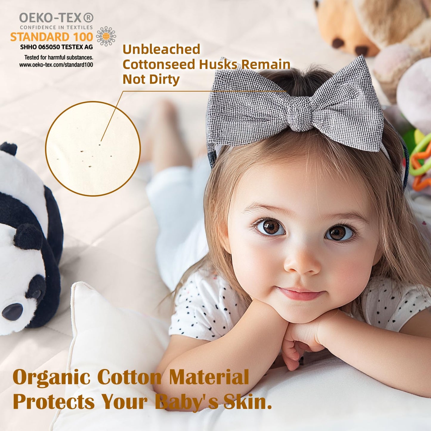 Lofe Organic Crib Mattress Protector - Top&Side Waterproof, 100% Waterproof Crib Mattress Protector, Breathable Cotton Toddler Mattress Protector, Baby Crib Mattress Cover Fitted 52x28x9 in