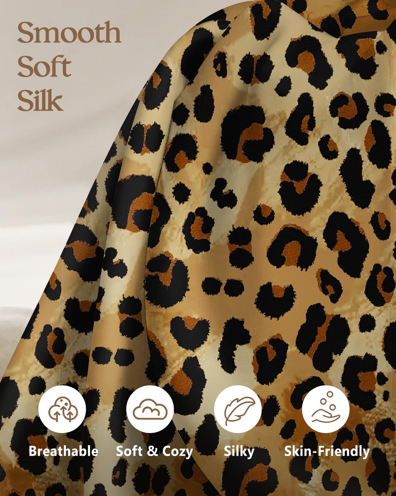 Miss Adola Silk Pillowcase 2 Pack - Pillow Cases 20" x 30" Queen Size Set of 2 for Hair and Skin Smooth Soft Breathable with Hidden Cute Zipper Cooling Pillow Covers for Sleeping, Leopard