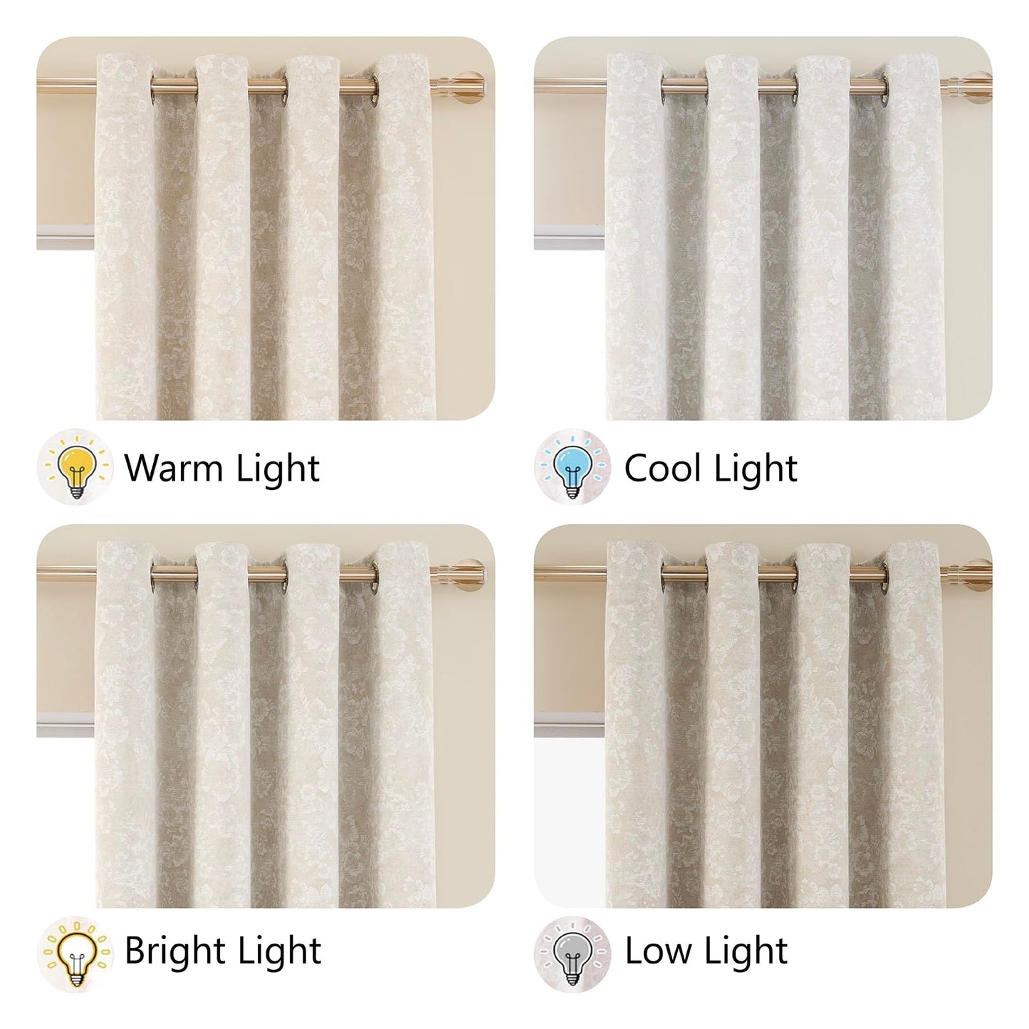 Slomebery Dusty Beige Blackout Curtains 52" W x 84" L inch 2 Panels