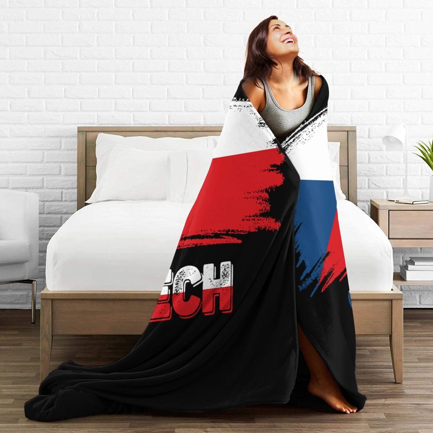 Czech Czechs Flag Blanket Throw Blanket for Couch Sofa Plush Fleece Bed Blankets Lightweight Comfy Flannel Ultra-Soft Warm Blankets for Home Camping Travel Gift 60"X50"
