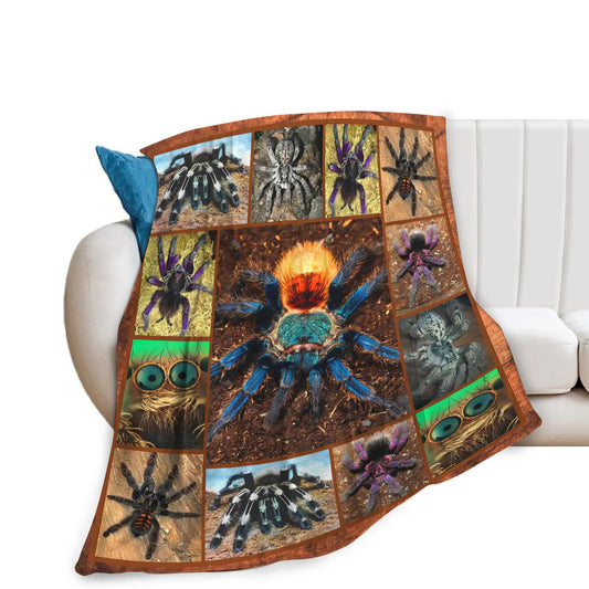 Tijuboni Tarantula Spider Throw Blanket Spider Gifts for Boys Men Girls Women Kids Adults Soft Flannel Fleece Blanket for Couch Sofa Bed Home Decor 40"x50"