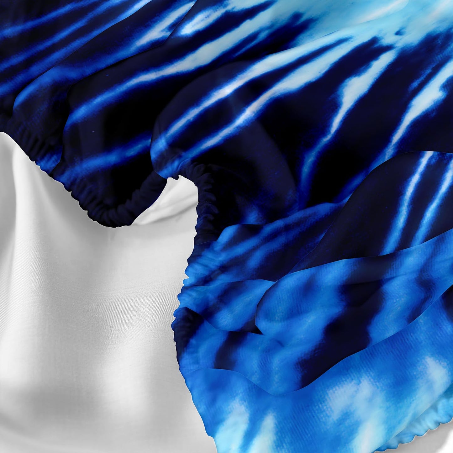 Nttopship Blue Tie-dye 4 Pieces Bed Sheet Sets Full Size Abstract Modern Art Bedding Sets with 16" Deep Pockets Graffiti Bedroom Decor,Bedding Set 4 PCS(1 Fitted+1 Flat+2 Pillowcases)