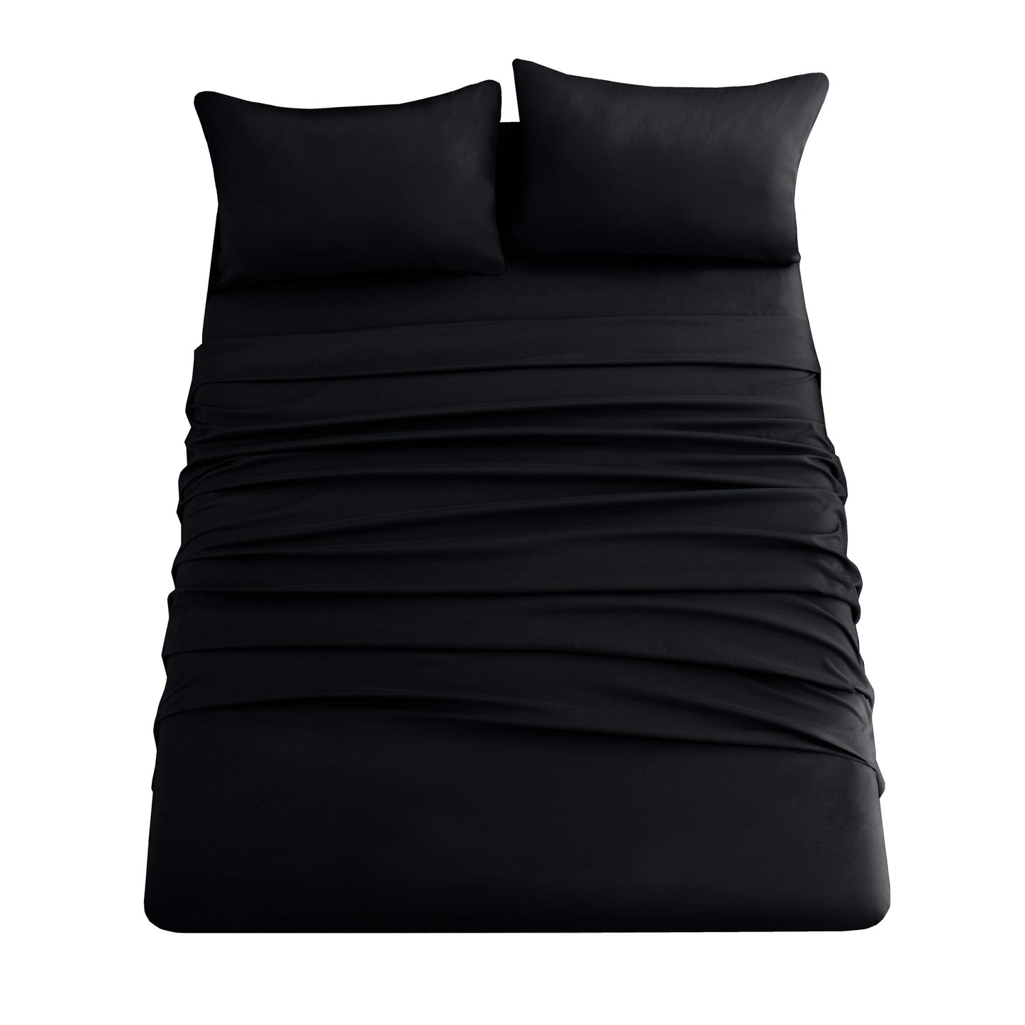 Ghooss King Size Sheets 4 Pieces Bed Sheet,100% Super Soft Brushed Microfiber 1800 Luxury Bedding,Deep Pocket,Wrinkle Free Fade & Stain Resistant(Black,King)