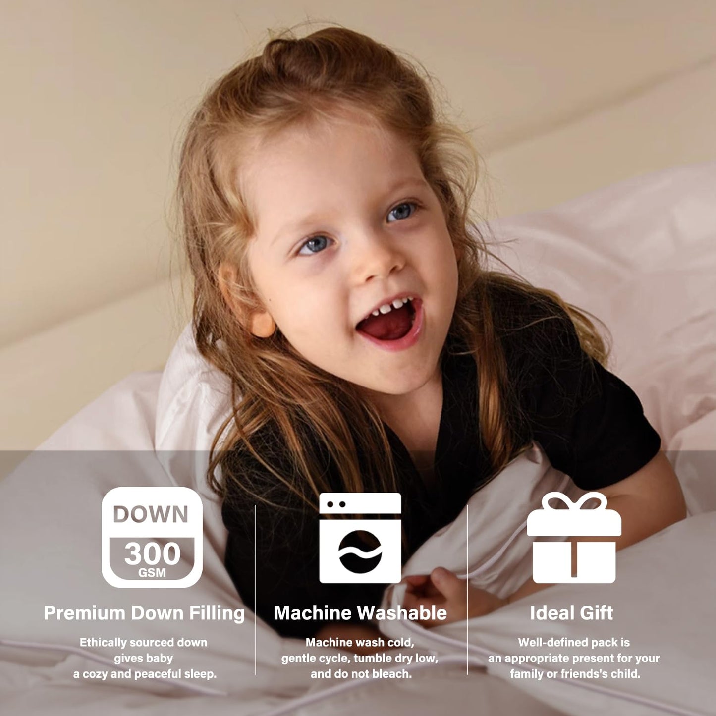 zzlamb Toddler Comforter Baby Down Blanket, Lightweight & Breathable Small Crib Quilt All Season Duvet Insert, Soft Brushed Noiseless Shell Down Proof Machine Washable, Cherry Pink 41x48in