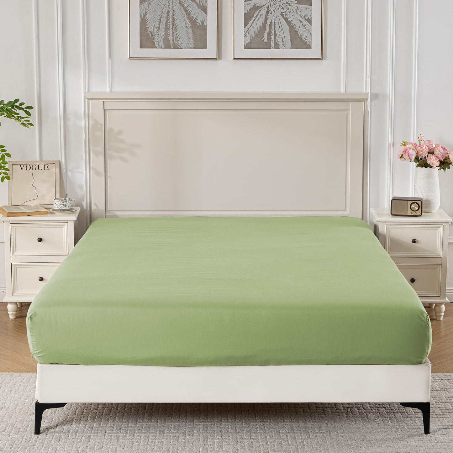 2 Pack Deep Pocket Fitted Sheet Queen Size - Pack of 2 Bed Sheets - Soft Washed Microfiber - Fits up to 16 inch Mattress - Breathable, Wrinkle Free, Fade Resistant,Easy Care (Sage Green,Queen)