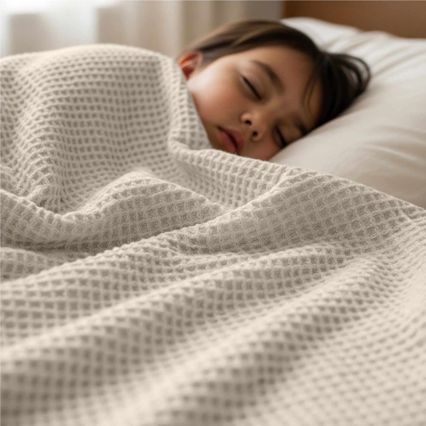 Utopia Bedding Khaki Waffle Blanket Queen Size Soft Lightweight Breathable Cotton Blend Bed Blanket for All Seasons Luxury Throws for Bed Couch and Sofa