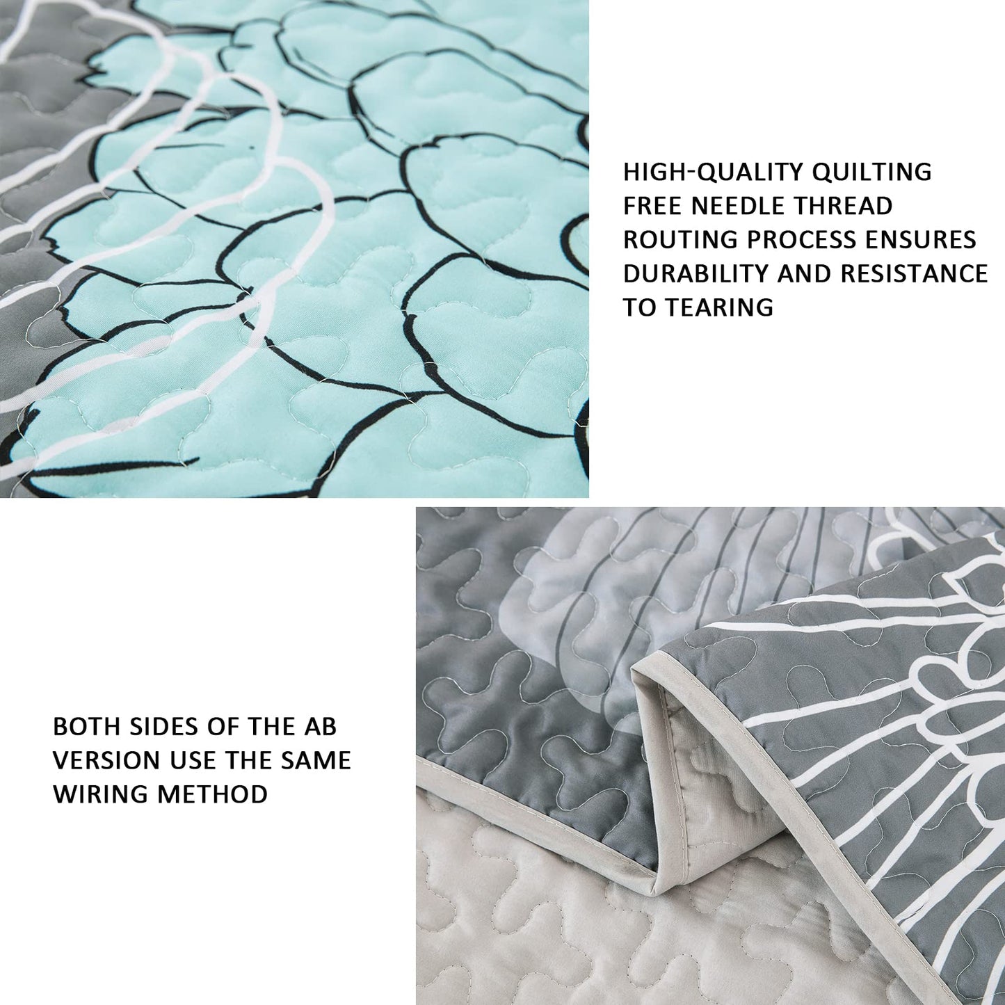 Anibedding Green Floral Queen Size Quilt Set - 3 Pieces Boho Flower Quilt Coverlet Elegant Bohemian Bedspread with 2 Pillowcases Soft Lightweight Bedding Quilts for Adults (Green,96"x90")