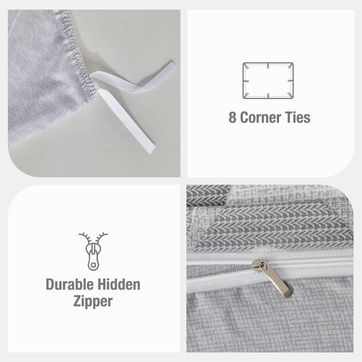Lekesky Grey Duvet Cover King Size, Abstract Geometric Print King Duvet Cover Set, 3 Pieces Soft Microfiber Duvet Cover Modern Bedding Set (1 Duvet Cover 104"x90", 2 Pillowcases 20"x36")