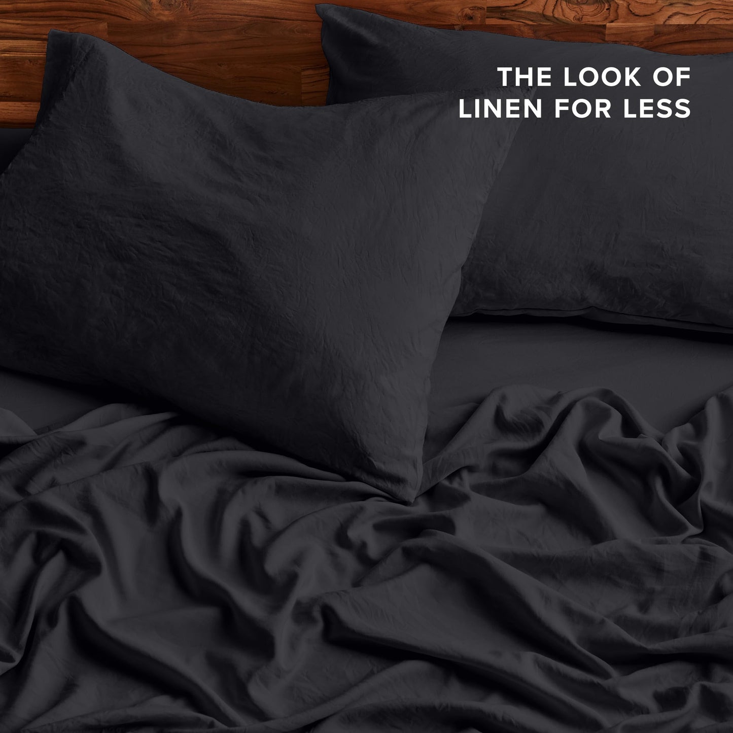 Bare Home Queen Sheet Set - Luxury 1800 Ultra-Soft Stonewashed Microfiber - Brushed - Deep Pockets - Easy Fit - Breathable Bedding - Sheet Sets & Pillowcases (Queen, Black)