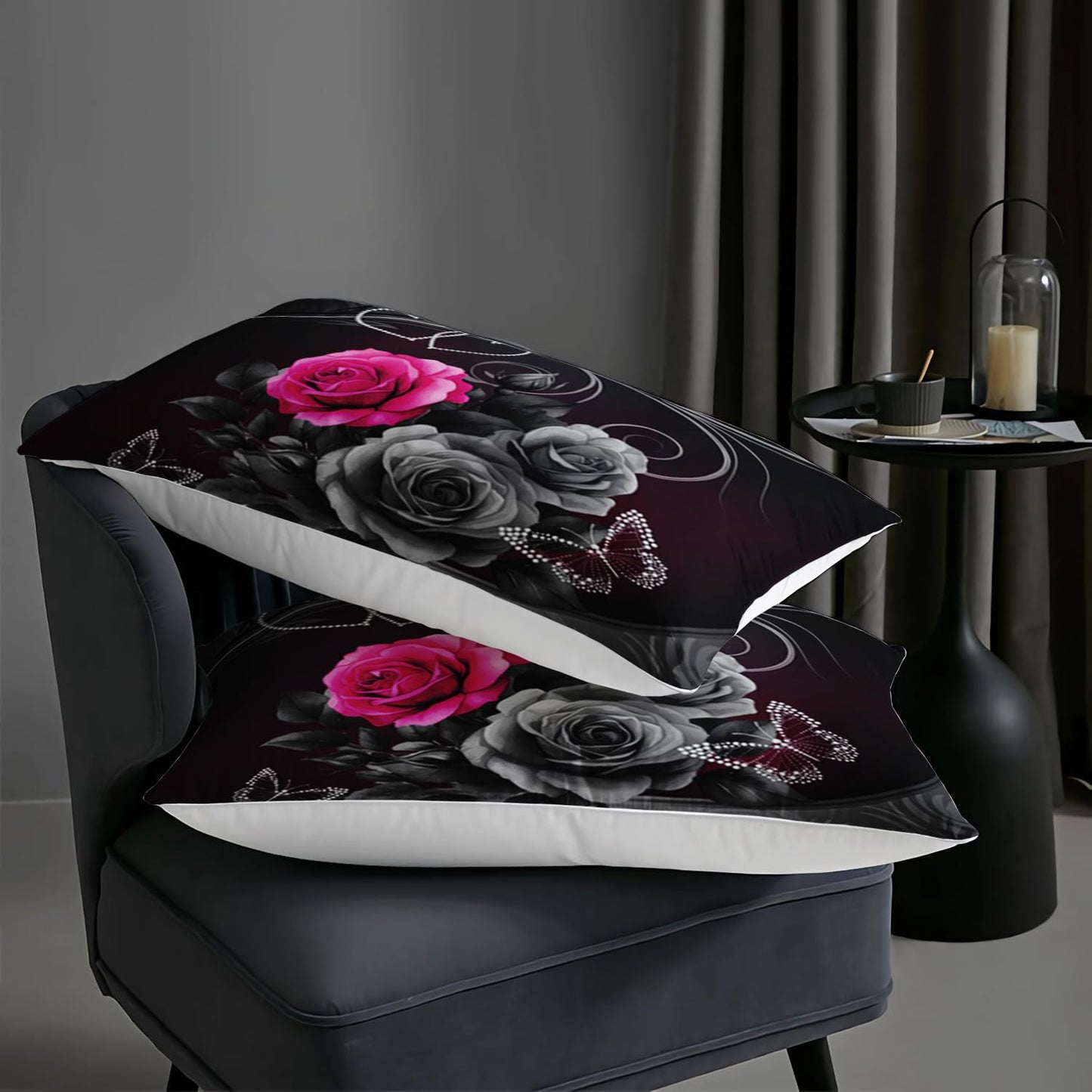 AILONEN 3D Rose Comforter Set Queen Size, 3D Oil Red Rose with Hearts Couple Lover Bedding Set for Girls,Women,Valentine Romantic Theme Duvet Set,3-Pieces, 1 Quilt and 2 Pillowcases