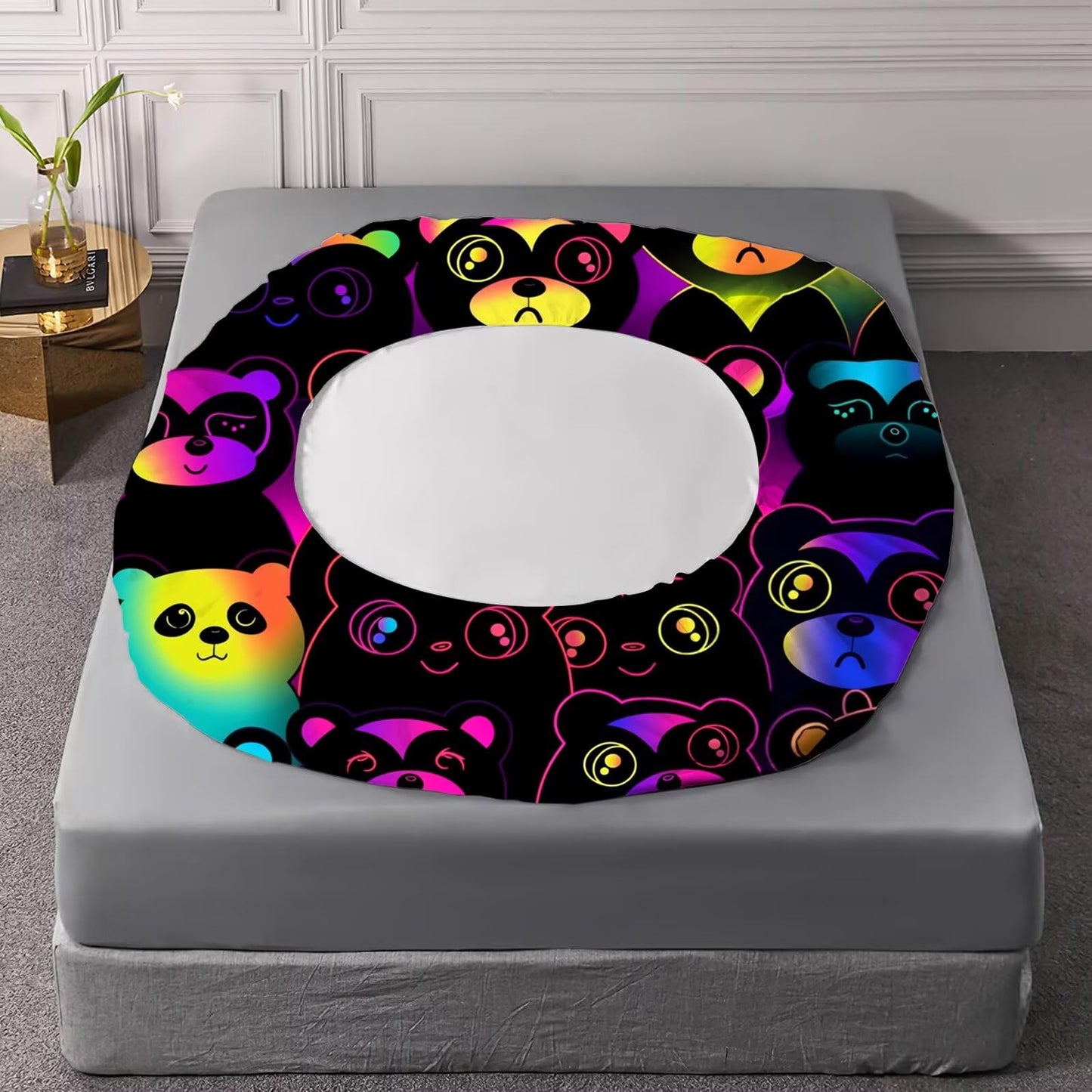 VTKON Lesser Panda Sheets Set Twin for Girls Boys Black Cartoon Lesser Panda Bedding Set for Kids Room Decor Cute Kids Bed Set with 1 Fitted Sheet, 1 Flat Sheet and 1 Pillowcase
