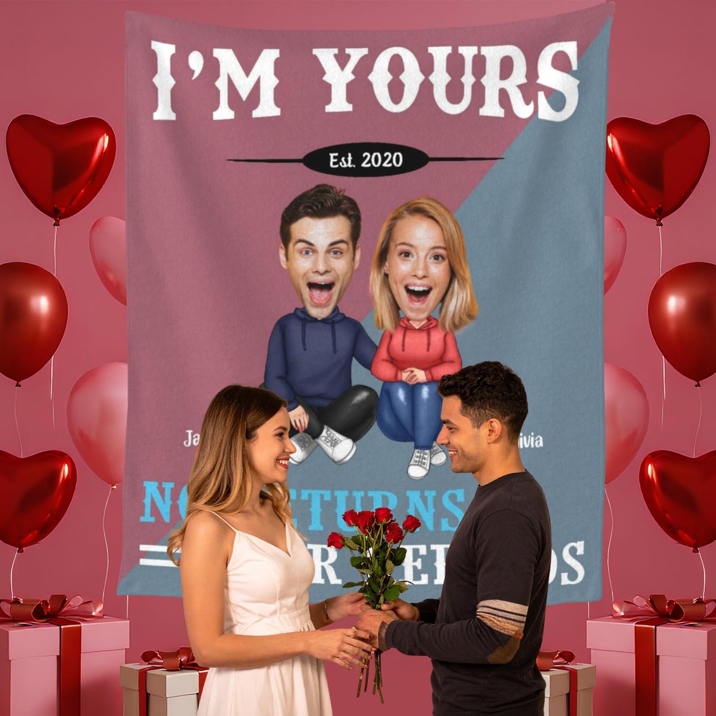BHSHOH Personalized Couple Portrait Blanket for Girlfriend Boyfriend Love Custom Anniversary Blanket Gifts for Husband Wife Wedding Valentine’s Day Gifts Man Woman Throw (06)