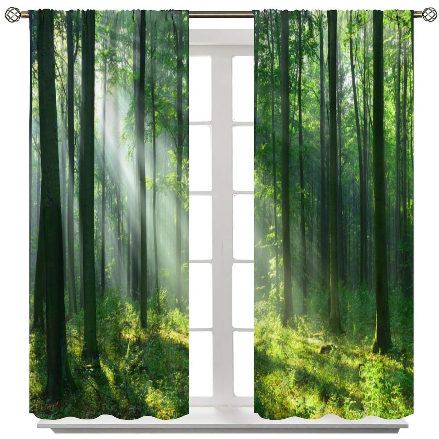 UFUH Nature Landscape Blackout Curtains,Spring Jungle Sunshine Forest Land Scenery Window Treatments for Bedroom Living Room Kitchen,2 Panels Set Total Size 42 x 45 Inch