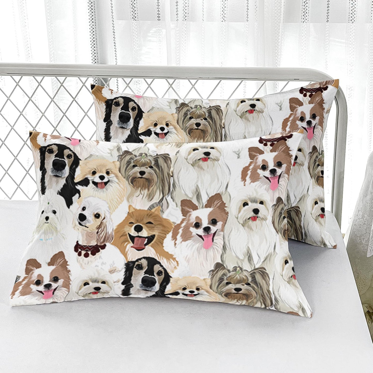 Nttopship Cartoon Dog Comforter Set King Size，Cute Dog Bedding Set for Kids Teens and Adults Soft Microfiber All Season(1 Comforter & 2 Pillowcases)