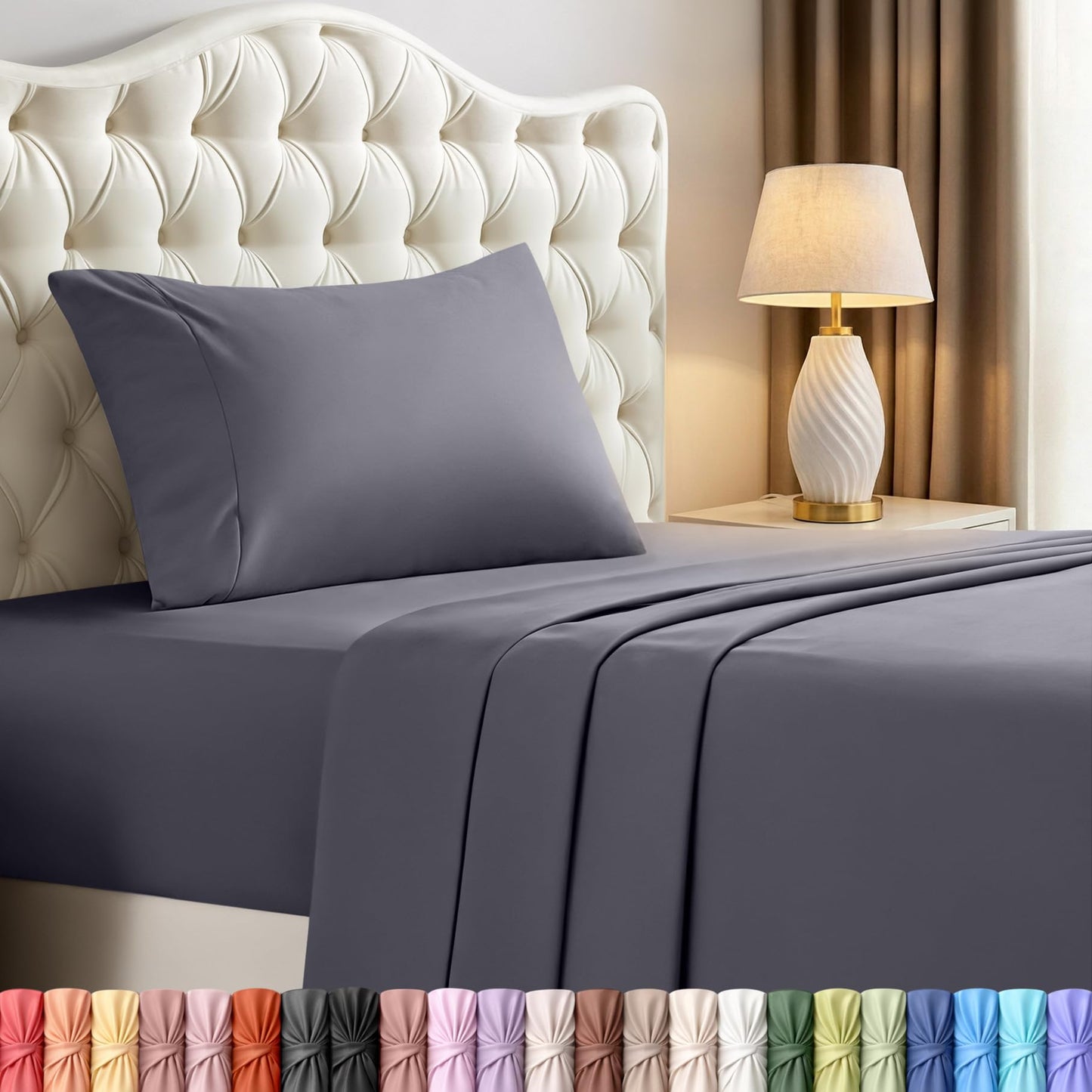 Utopia Bedding Twin Sheet Set – 3 Piece Bed Sheets for Twin Size Bed, Soft and Breathable Microfiber, Includes 1 Fitted Sheet, 1 Flat Sheet and 1 Pillowcase – Oeko Tex (Grey)