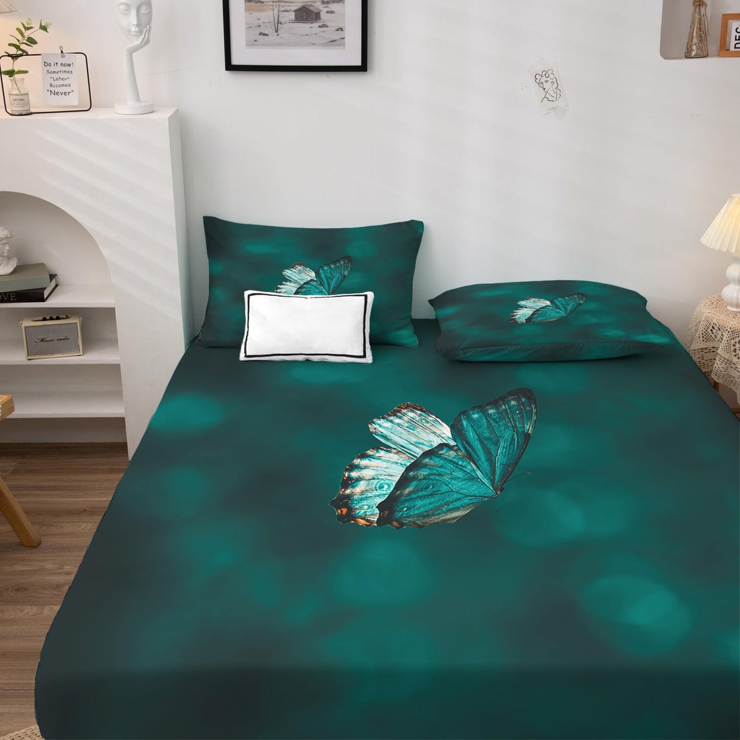 THYUNQ Butterfly Sheets Full Size Bed, 3D Animal Pattern Bedding Sheets & Pillowcases - 16 Inch Deep Pocket, Super Soft Microfiber Printed Sheet Set 4 Piece