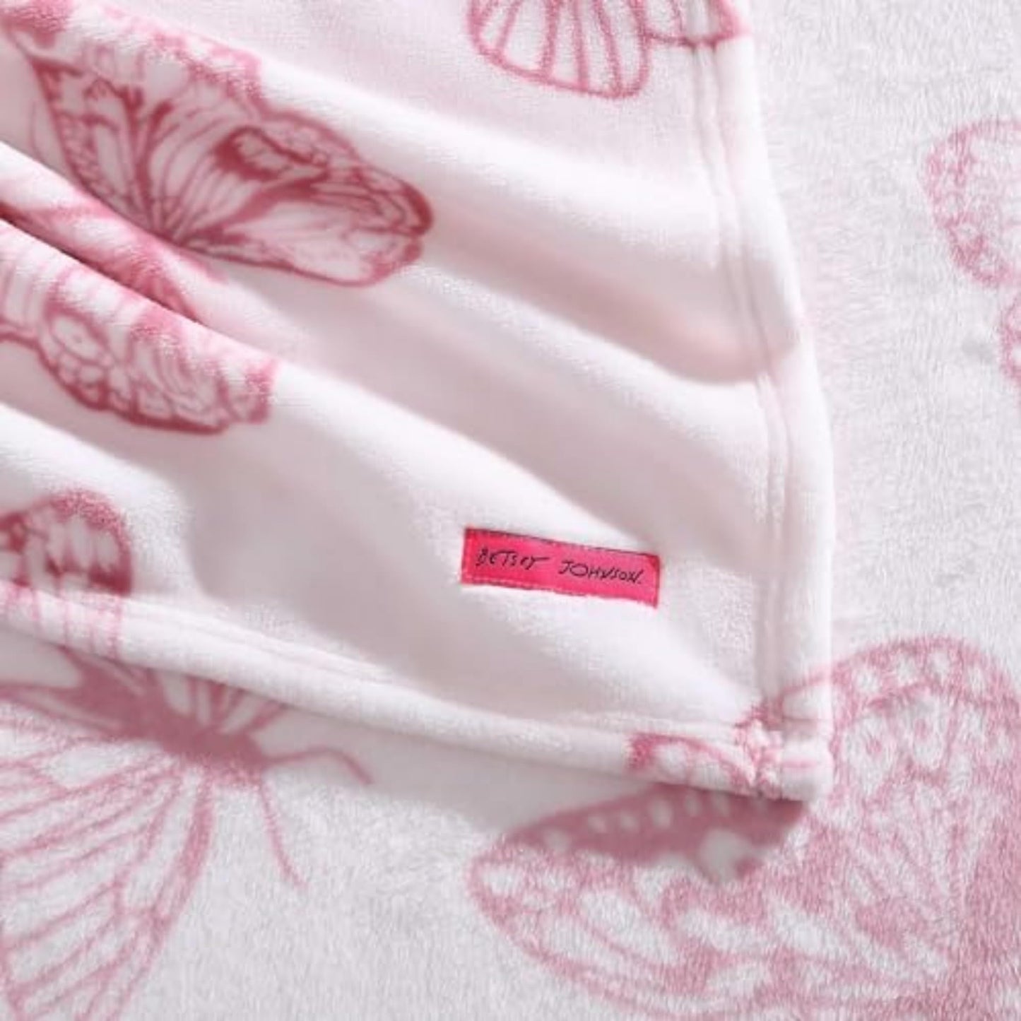 Betsey Johnson - Blanket, Buttery-Soft Throw Blanket for Couch or Bed, Boldly Plush & Oversized Bedding (Malachite Butterfly Pink, 50" x 70")