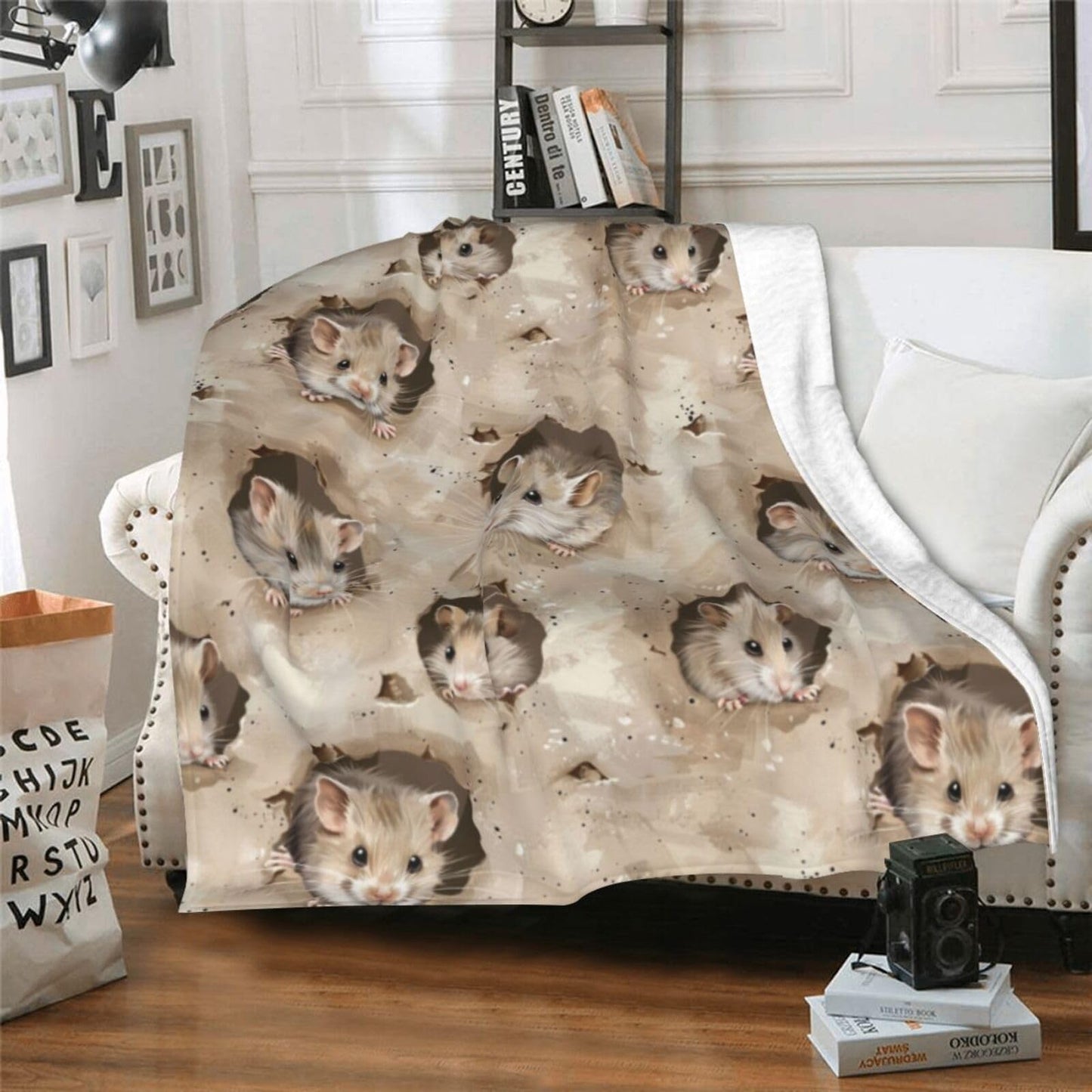 Qycazzw Cute Rat Blanket Gifts for Women Kids, Woodland Mouse Theme Flannel Blankets, Warm Cozy Soft Throw for Bedroom, Camping, Couch, Decor 50x60 in