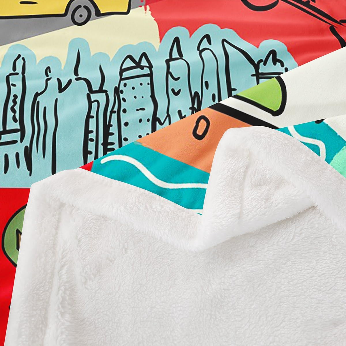 Statue of Liberty Fleece Throw Blanket - New York Cityscape Sherpa Blanket for Bed, Sofa, Couch - Famous City Scene - Plush, Fuzzy - 40"x50"