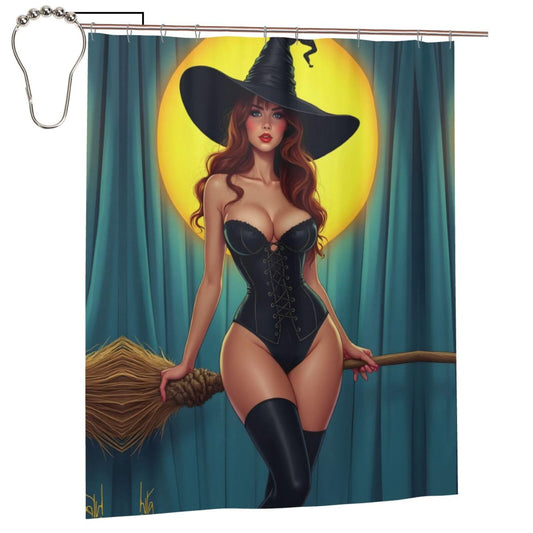 HEILIVIO Shower Curtain Witch Moon Waterproof Fabric Stylish Durable Bathroom Decor,Quick-Dry,60x72inches,Includes Hooks
