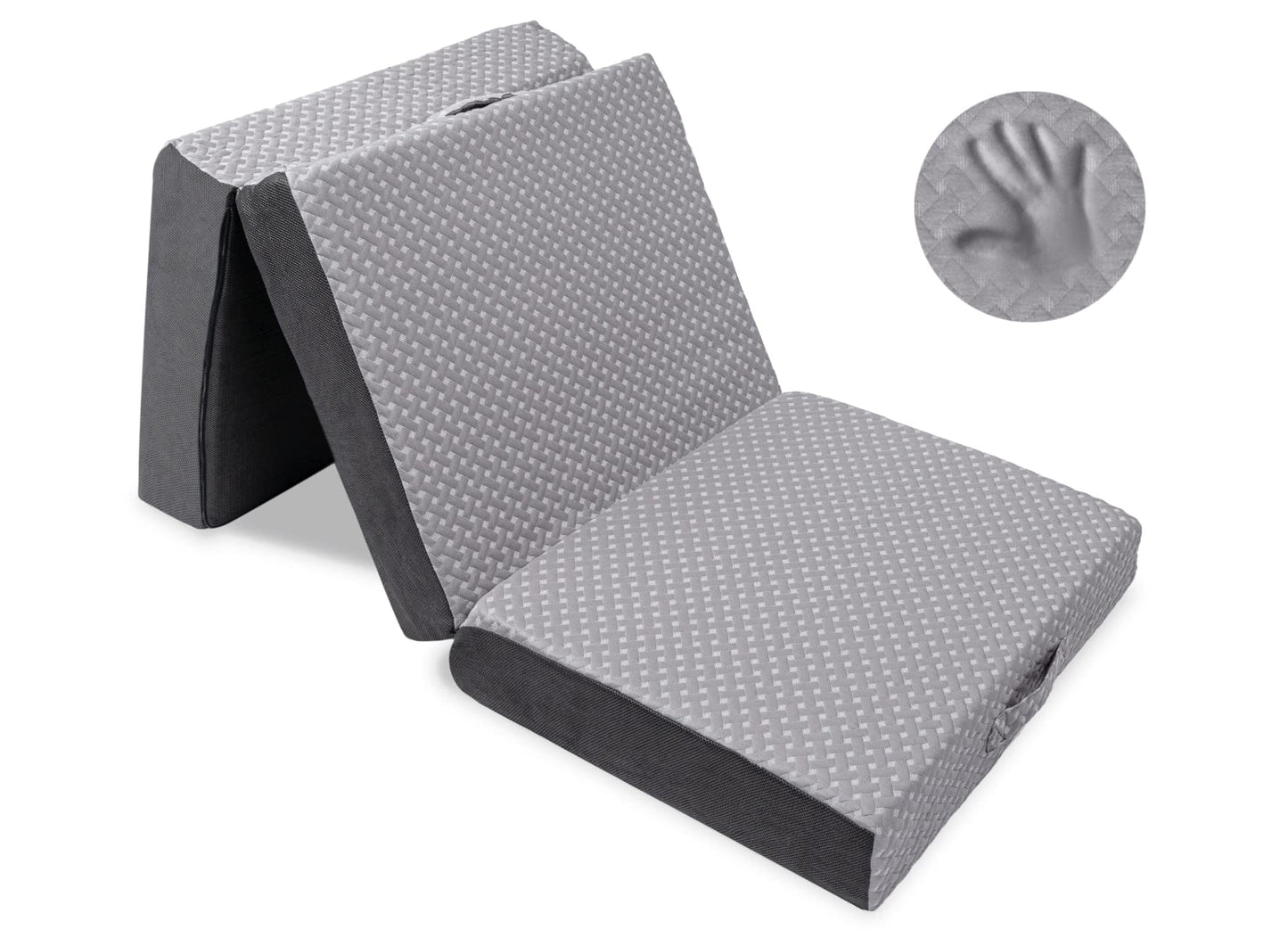 Milliard Trifold Mattress, Cot Size, 6 inch, Portable Foldable Mattress with Memory Foam & Washable Cover, Tri-Folding Floor Bed, Camping, Fold Up Guest Bed, RV Travel, Sleepovers, 75" x 31"