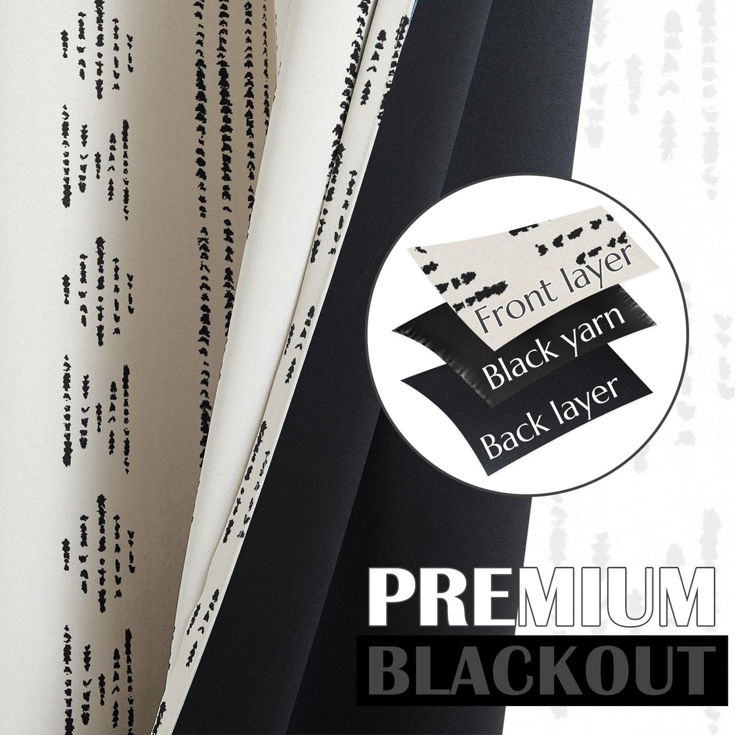 jinchan 95% Blackout Boho Kitchen Curtains 36 Inches Cafe Tier Curtains Bohemian Small Drapes for Bedroom RV Basement Half Window Room Darkening Thermal Insulated 2 Panels Black on Beige