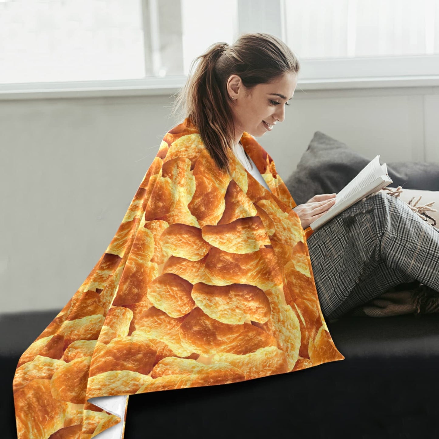 Chicken Nuggets Throw Blanket for Teens Boys Girls and Adults Soft Warm Cozy Funny Midweight Food Flannel Blankets for Couch Sofa Bed Camping Travel Home Decor 50" X 60"