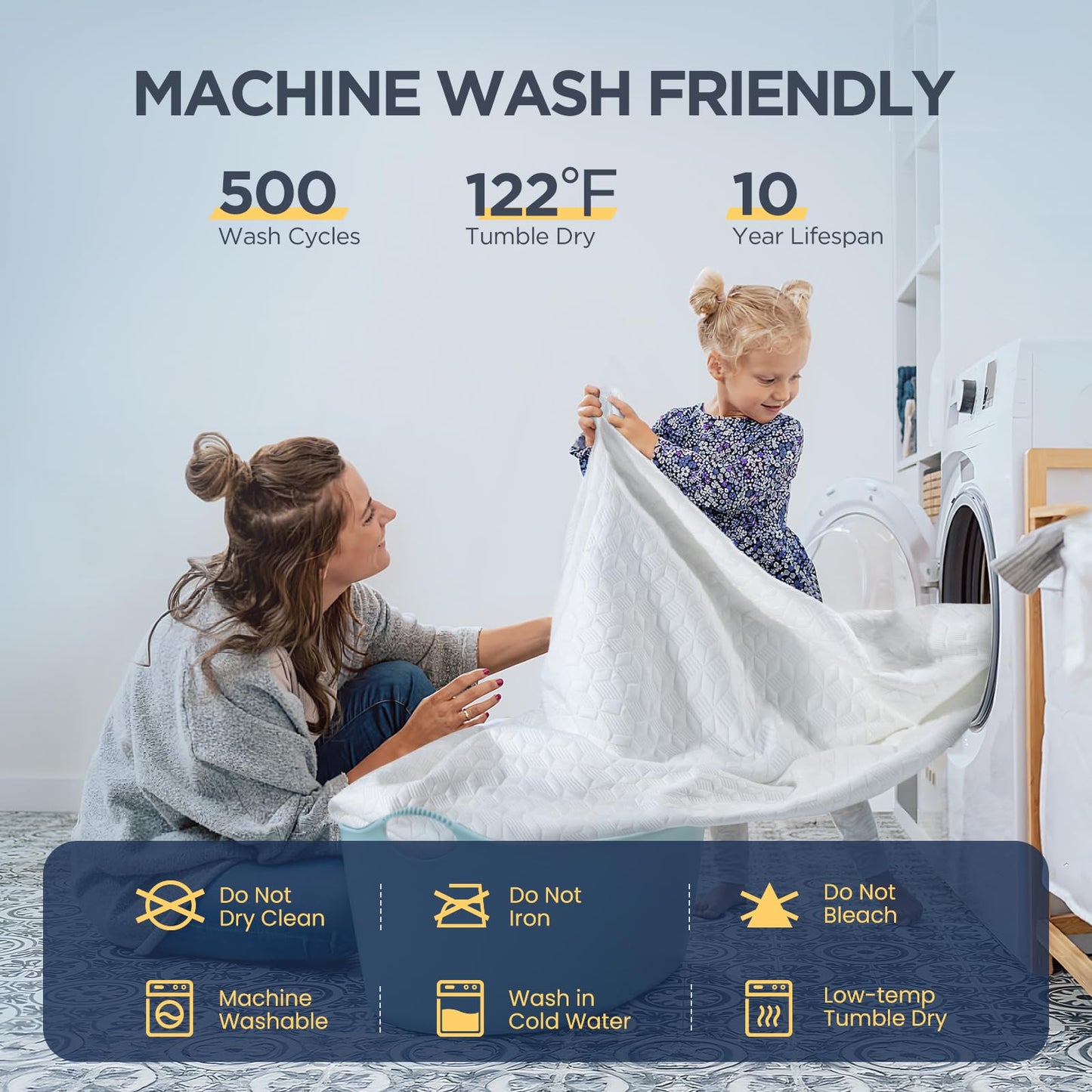 100% Waterproof Mattress Protector, Hypoallergenic Silver-Infused Mattress Topper Cover with No Odor, Breathable Cooling Bed Cover with 8"-21" Deep Pocket (King)