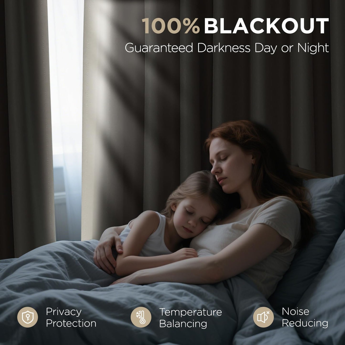 Joydeco Black Out Curtain 72 Inch Long - 100% Blackout Living Room Curtains 2 Panels, Rod Pocket & Back Tabs Thermal Insulated Window Drapes for Bedroom (Sandshell,52" Wx72 L)