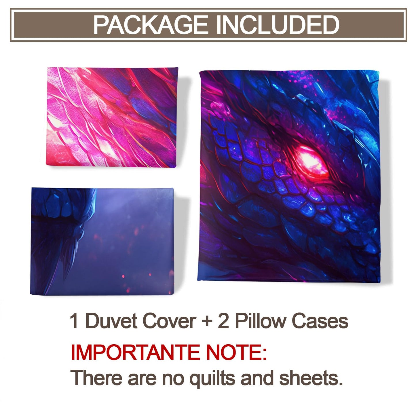 PAISUOQ Dragon Bedding Duvet Covers, Fantasy Dragon Comforter King Size, Western Animals Bedding Sets with Zipper & Ties, 3 Pieces with 2 Pillowcases, Home Decor & Gifts