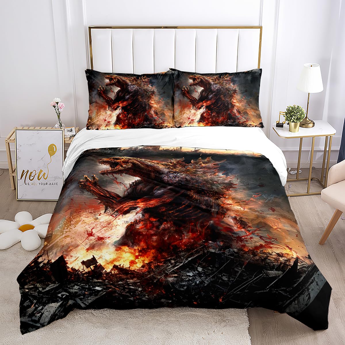 Duvet Cover Set Twin Size for Men Boy Dinosaur Comforter Cover Bedding Set 3D Printing Microfiber 1 Piece Quilt Cover with Zipper Closure 2 Pieces Pillow Shames No Comforter Inside(Dino41, Twin)