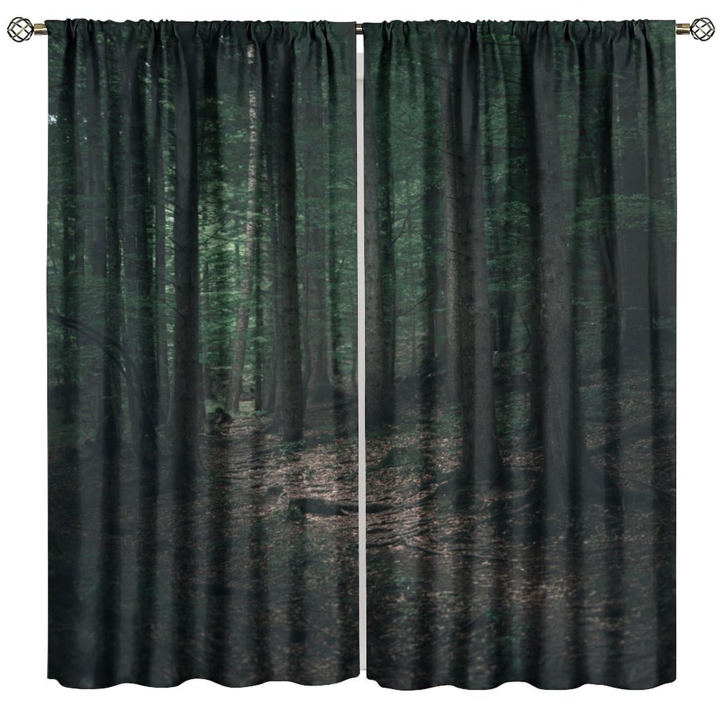 Nature Woodland Curtains,Magical Forest Misty Nature Landscape Window Treatments for Bedroom Living Room Dreamland Scenery Décor Drapes 2 Panels Set,Total Size 42 x 45 Inch
