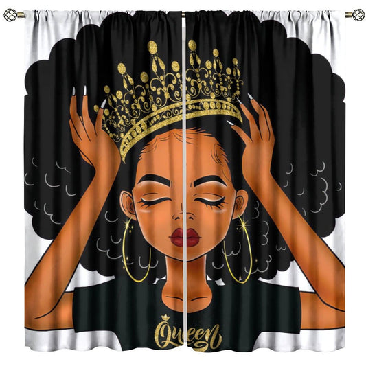 Yearn Jear Black Girl Curtains Queen African American for Women Black Art American Afro Girl Printed Living Room Window Drapes 2 Panel 43x45in Decor