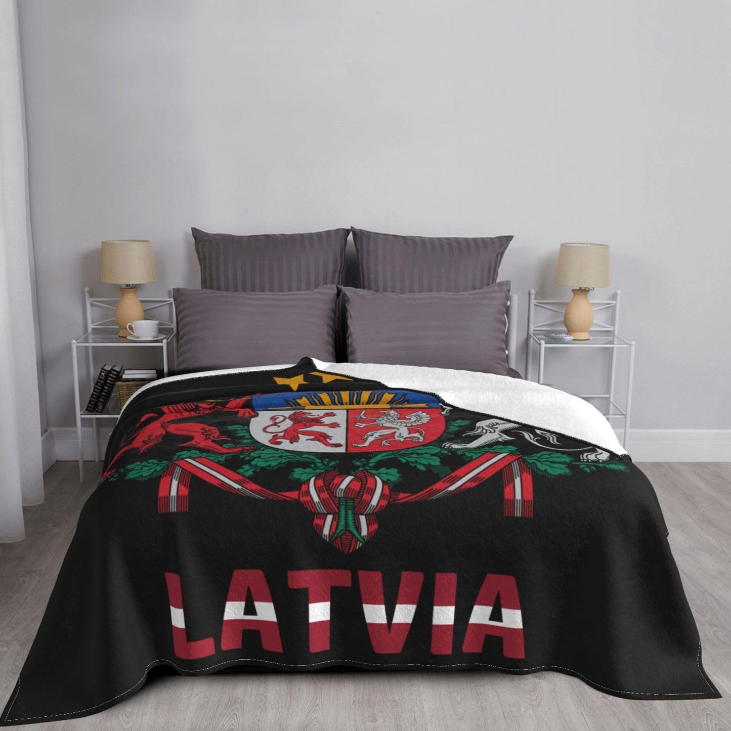 Throw Blanket Latvia National Emblem Super Soft Flannel Caroset Lightweight Warm No Pilling Woollen Blankets Sofa Bed Dorm Bedroom Office Home 80"X60"