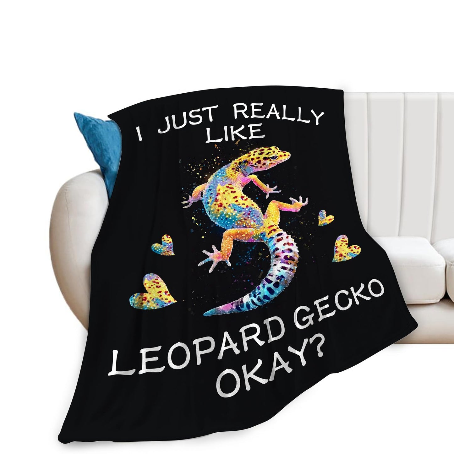 Leopard Gecko Blanket Soft Fuzzy Fleece Lizard Reptile Throw Blankets Decor Cozy Warm Plush Flannel Blankets Gifts for Boys Girls Men Women Home Chair Sofa Couch Bed 50"X40"