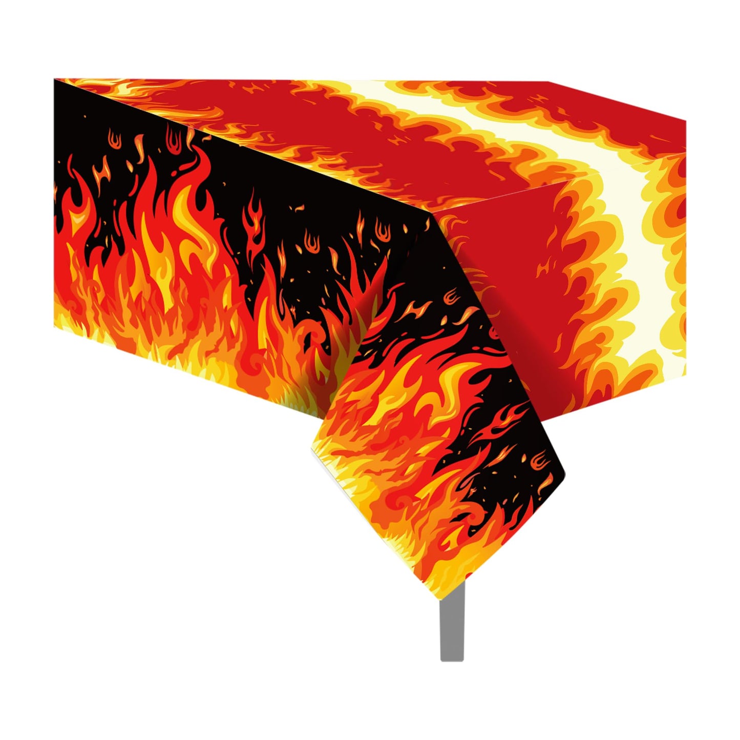 CC HOME 1Pc Fire Party Plastic Tablecloth 54 x 87 Inch Long Table Cover, Flame Party Tablecover for Fire Fighting Theme Kids Baby Shower Birthday Dinner Picnic Kitchen Event
