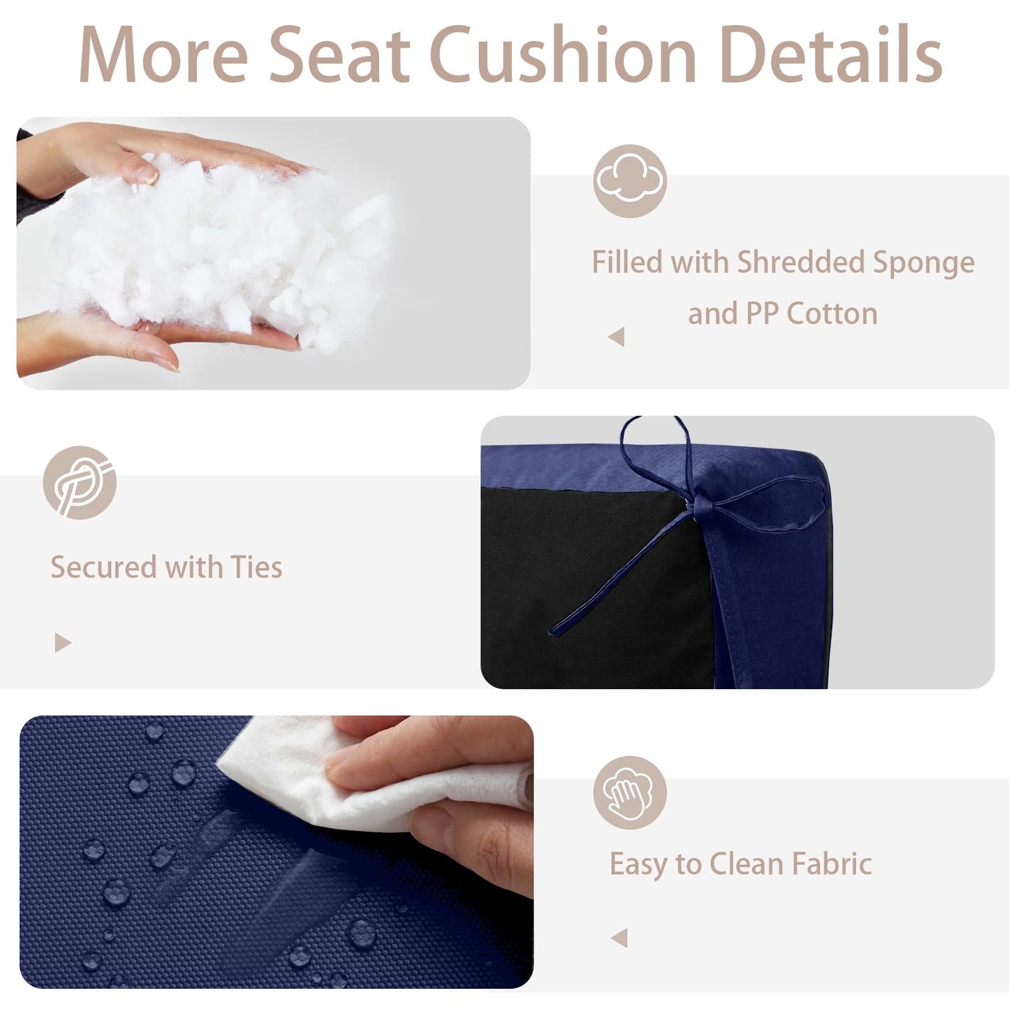 Kerkrot Porch Swing Cushions, Waterproof & Fade Resistant Outdoor Swing Cushion 55 Inch, Swing Cushions 3 Seater Replacement for Outdoor Furniture, Patio, Garden (Navy, 55 x 40 inch)
