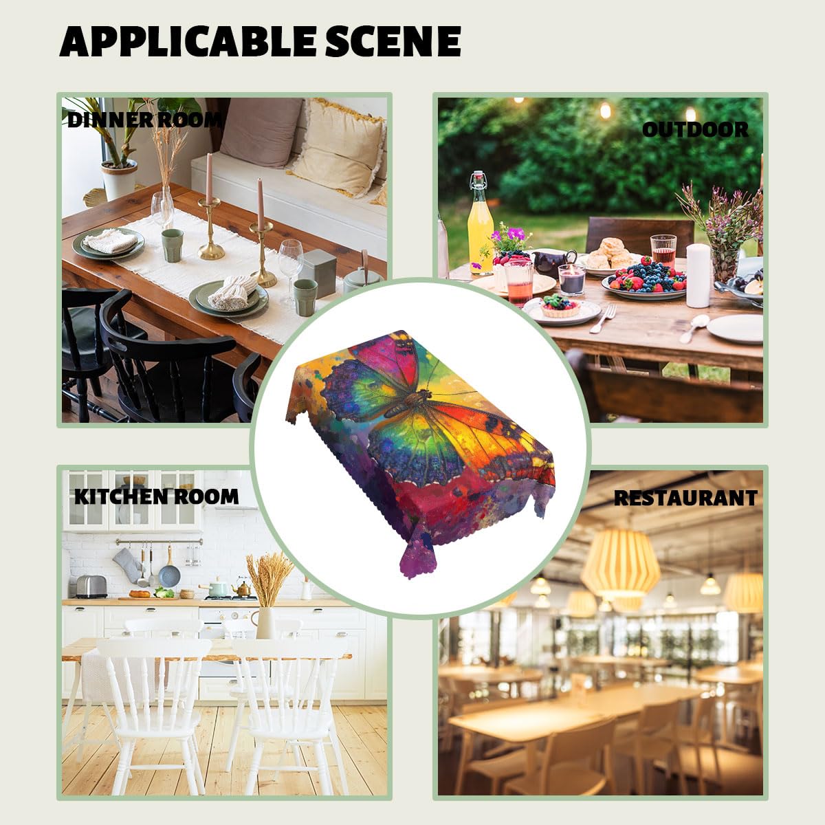 XYJFZL Butterfly Table Cloth Abstract Colorful Butterfly Rectangle Kitchen Table Cover Oblong Tablecloth for Dining Table Buffet Parties Patio Camping 52 x 70 Inch 4-6 Seats