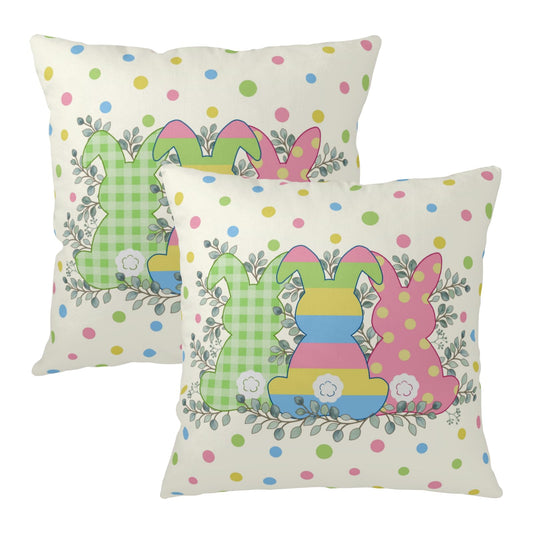 ABSOP Easter Bunny Pillow Covers 18x18 Inch Rabbit Decorative Throw Pillow Covers Colorful Polka Dot Set of 2 Spring Holiday Pillowcases for Couch Festival Bedroom Decor