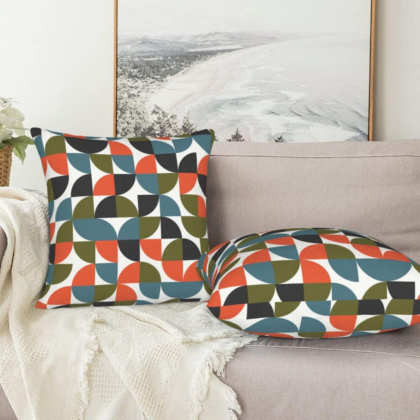 aipoase Mid Century Throw Pillow Covers 18 X 18 Inch Set of 2 Pillow Cases Decoration Cushion Cover for Sofa Bedroom Living Room Outdoor
