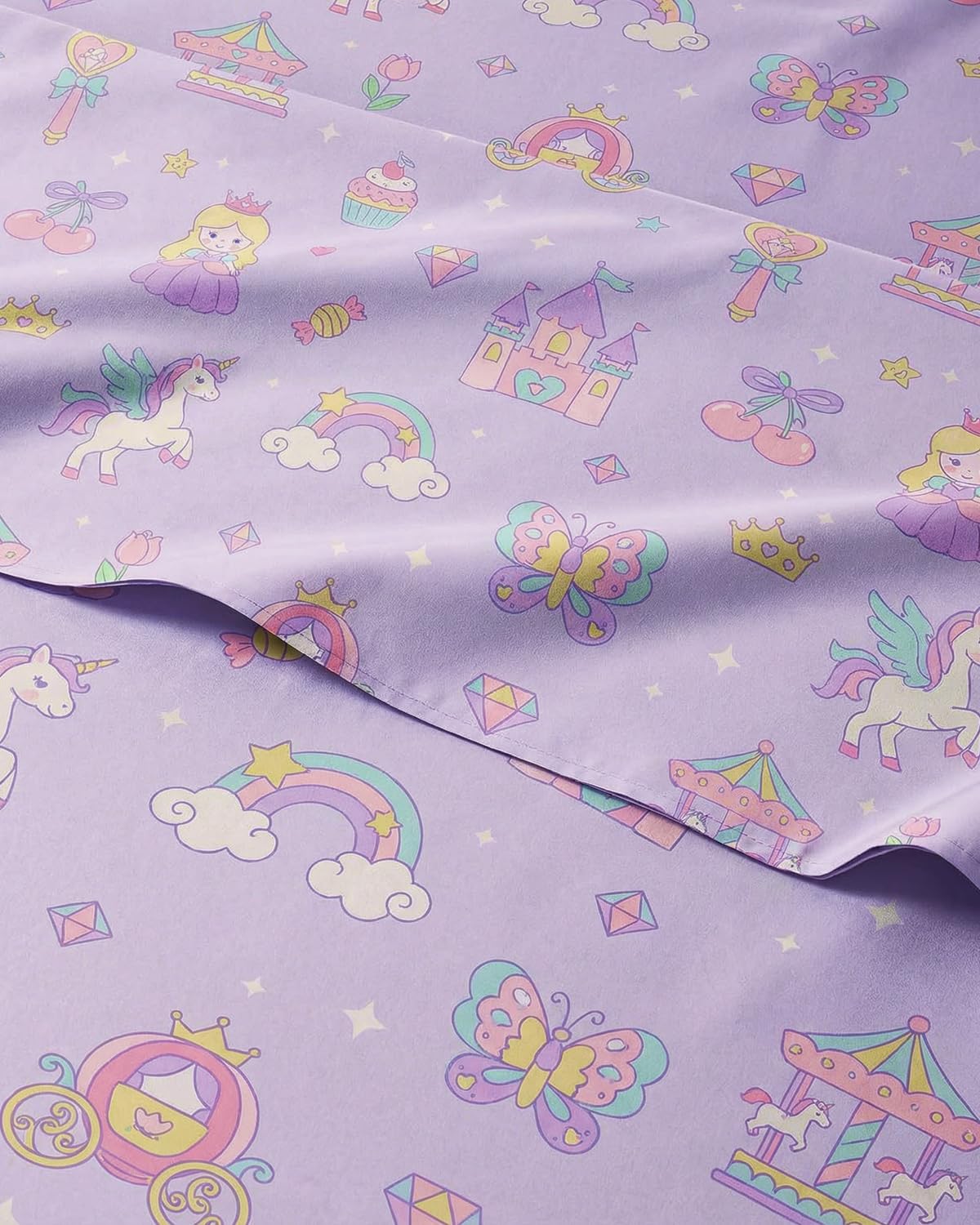 CGK Unlimited Kids Princess Dreamland Queen 4 Piece Sheet Set - Boys, Girls, Teens, Toddler - Easy Fit Deep Pockets - Soft, Cooling & Breathable Sheets - Cozy, Fade & Wrinkle Free - Machine Washable