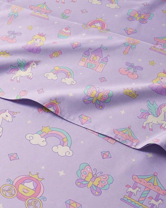 CGK Unlimited Kids Princess Dreamland Queen 4 Piece Sheet Set - Boys, Girls, Teens, Toddler - Easy Fit Deep Pockets - Soft, Cooling & Breathable Sheets - Cozy, Fade & Wrinkle Free - Machine Washable