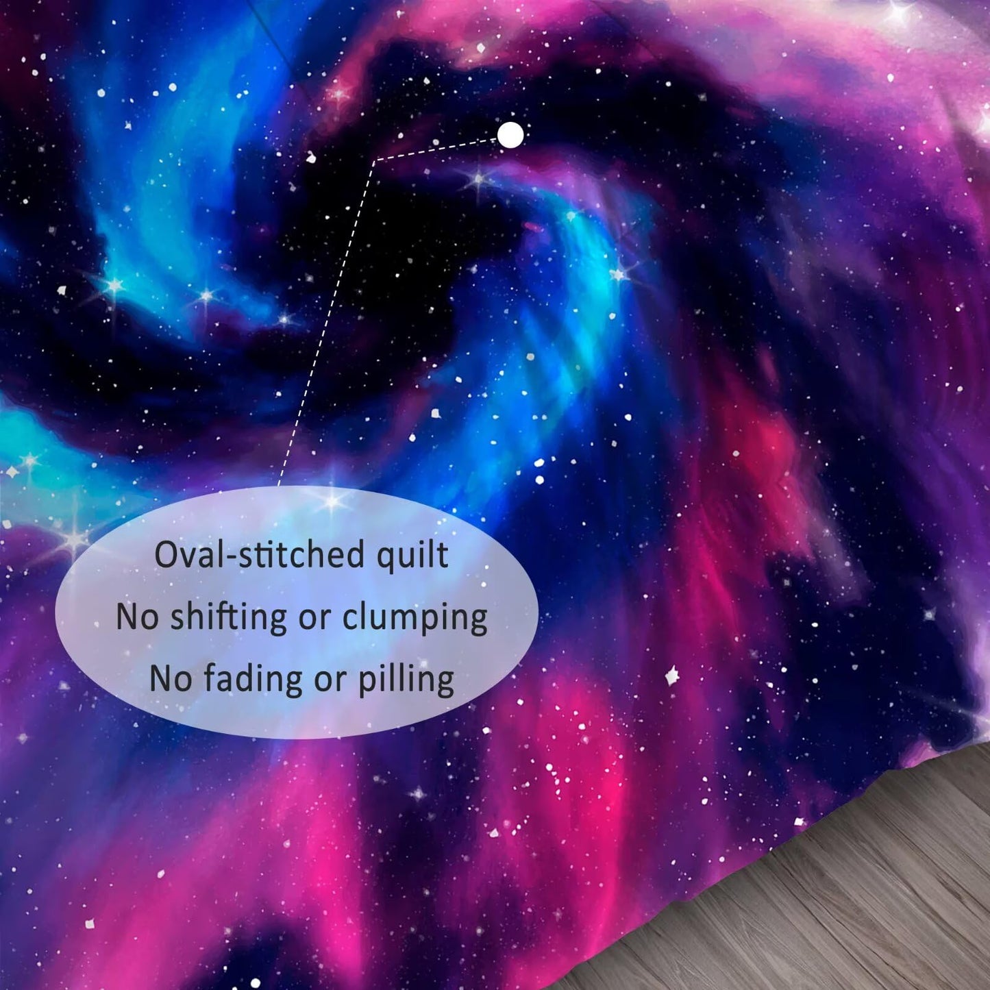 DJNEAR Space Galaxy Comforter Set Full Size 3D Optical Illusion Bedding Sets for Kids Boys Girls Adults Room Universe Star Blue Purple Nebula Vortex Quilt 1 Comforter 2 Pillowcases