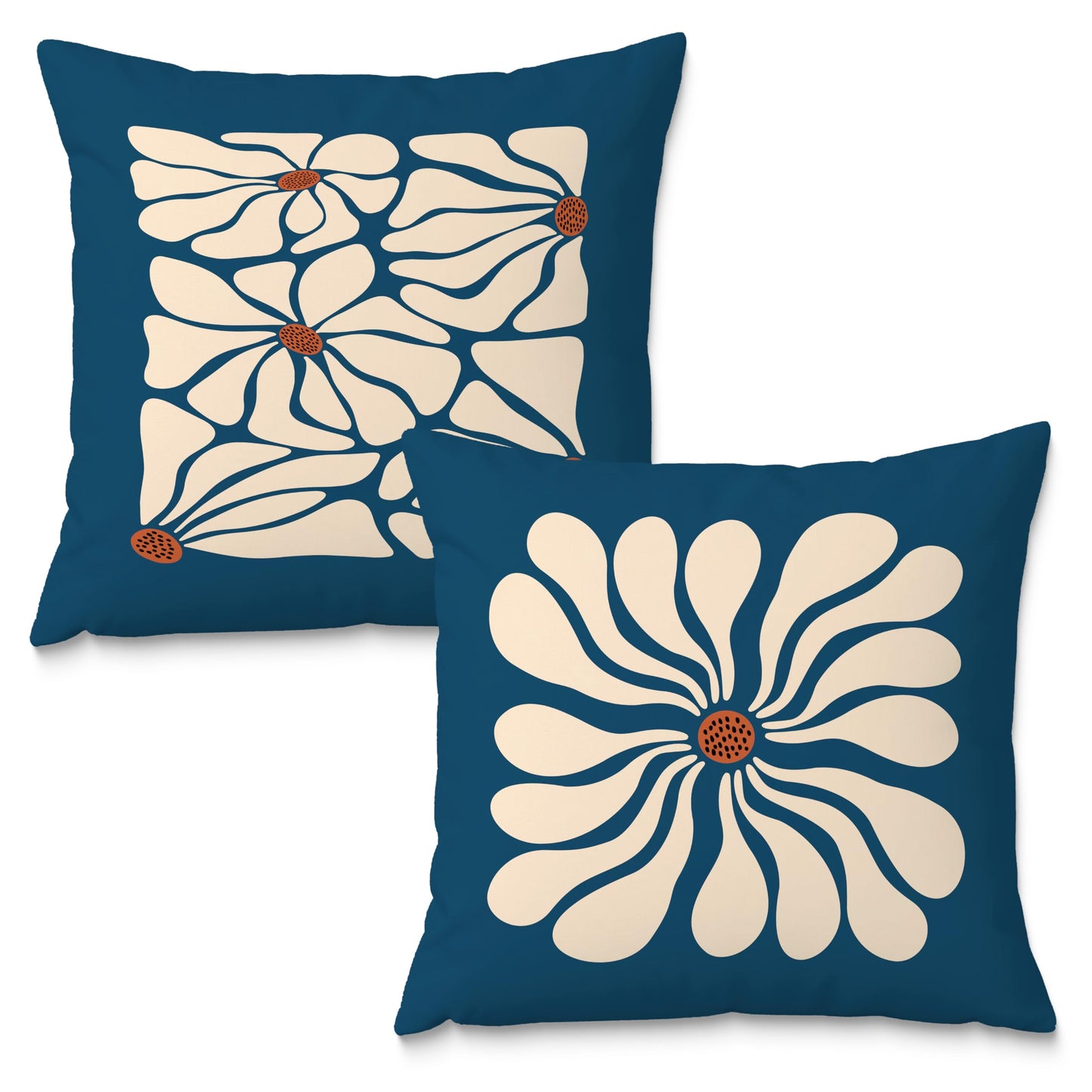 Fuasei Mid Century Modern Pillow Covers 18x18, 70 Retro Boho Hippie Beige Flower Decorative Pillow Covers for Bedroom Living Room Decor, Eclectic Pillow Covers, Mid Century Modern Decor, Set of 2