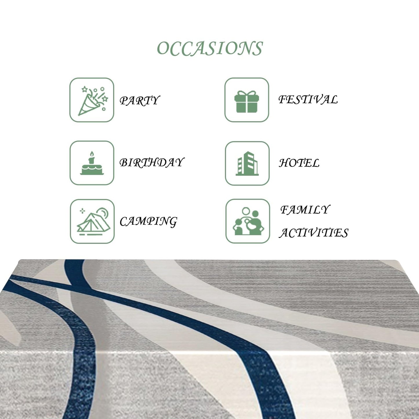 ggaimwf 60x102 Inch Abstract Wave Rectangle Tablecloth Modern Minimalist Abstract Geometric Art Gray Navy Blue Table Cloth Waterproof Wrinkle Free Table Cover for Kitchen Dining Party Home Office