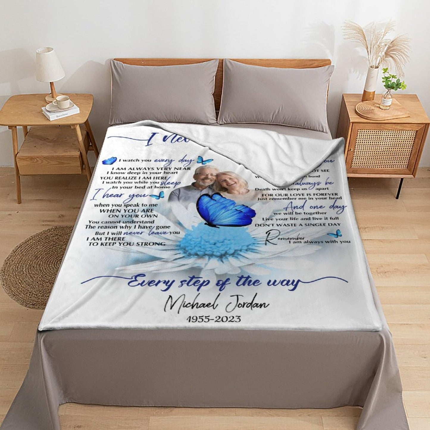 D-Story Custom Memorial Blanket with Photos in Loving Memory for Loved Ones Lost: Made in USA, Personalized Picture Sympathy Remembrance Grief Gift Funeral for Daughter Son Father Mother Brothers