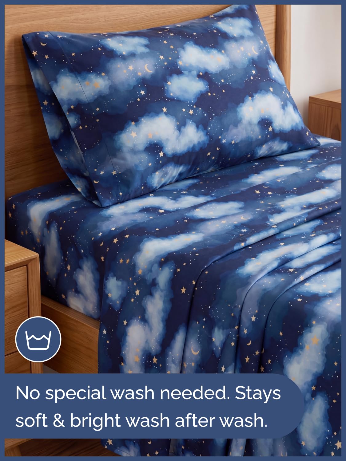 CGK Unlimited Kids Starry Sky Twin 3 Piece Sheet Set - Boys, Girls, Teens, Toddler - Easy Fit with Deep Pockets - Soft, Cooling & Breathable Sheets - Cute, Cozy, Fade & Wrinkle Free - Machine Washable