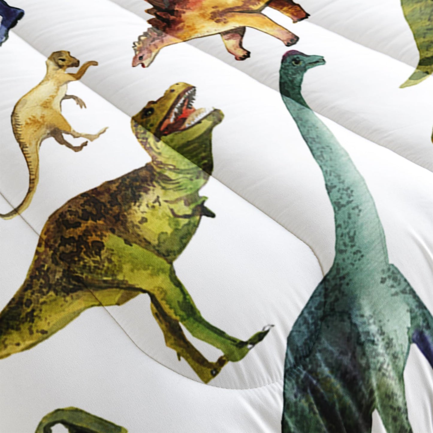 Nttopship Dinosaur Comforter Sets Twin Size，Dinosaur Printed Quilt Set for Bedroom Soft Microfiber All Season Print Quilt Set with 1 Comforter and 2 Pillow Case
